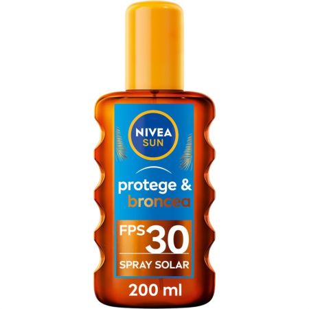 Nivea Sun Protege & Broncea Spray Solar Spf 30 Aceite broncedor corporal de doble efecto estimula el bronceado natural de la piel 200 ml