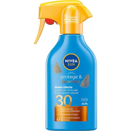 Nivea Sun Protege & Broncea Loción Solar Spf 30 Spray solar corporal resistente al agua y no graso ofrece un bronceado natural estimulando la melanina 270 ml