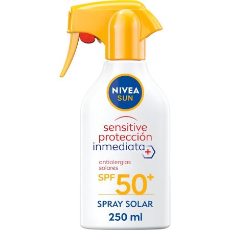 Nivea Sun Sensitive Protección Inmediata Spray Solar Spf 50+ Spray solar corporal resistente al agua protege la piel de las alergias solares e irritaciones 250 ml