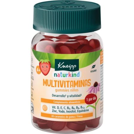 Kneipp Naturkind Multivitaminas Gummies Niños Complemento Complemento alimenticio sin azúcares aporta energía vitalidad y ayuda a la actividad inmunitaria 30 uds