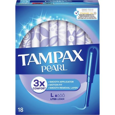 Tampax Tampones Pearl Lites Tampones con aplicador de plástico 18 uds