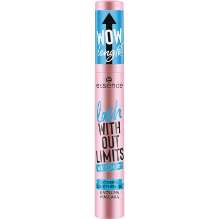 Essence Lash With Out Limits Waterproof Mascara Máscara de pestañas resistente al agua con cepillo de elastómero para atrapar incluso las pestañas más cortas