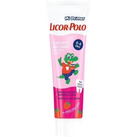 Licor Del Polo Mi Primer Dentífrico Anti-Caries 0-6 Años Pasta de dientes protege y fortalece los dientes de leche con dulce sabor a fresa 50 ml