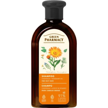 Green Pharmacy Caléndula Y Aceite De Romero Champú Champú con efecto calmante y fortalecedor neutraliza los radicales libres para cabello graso 350 ml