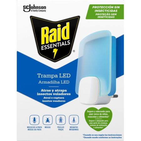 Raid Trampa Led Aparato + Recambio Trampa eléctrica para mosquitos e insectos voladores quedan atrapados en un soporte adhesivo oculto
