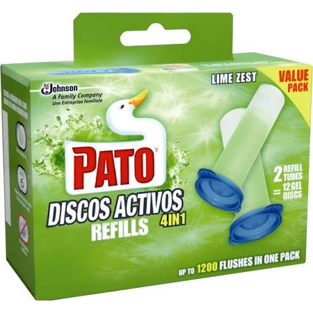 Pato Limpiador Wc Discos Activos 4 In 1 Lima Recambio Limpiador wc desinfectante con aroma a lima 12 uds