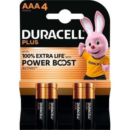 Duracell Pilas Aaa4 Power Boost Pilas alcalinas multiusos idóneas para dispositivos de uso cotidiano lr03/mn 2400 blister 4 uds