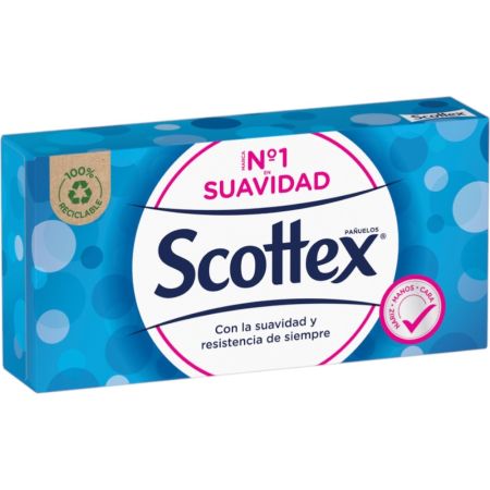 Scottex Caja De Pañuelos Pañuelos de papel con 3 capas de absorción y fibras certificadas 70 uds