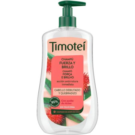 Timotei Fuerza Y Brillo Champú Champú fortalecedor nutre de raíces a puntas devolviendo el brillo para cabello debilitado y quebradizo 600 ml