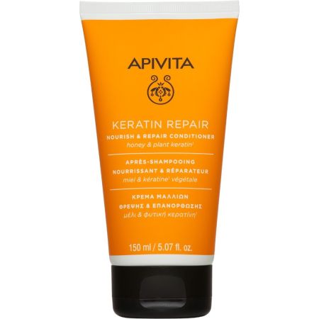 Apivita Keratin Repair Nourish & Repair Conditioner Acondicionador sin sulfatos nutritivo y reparador ideal para cabellos tratados con queratina y alisado brasileño 150 ml
