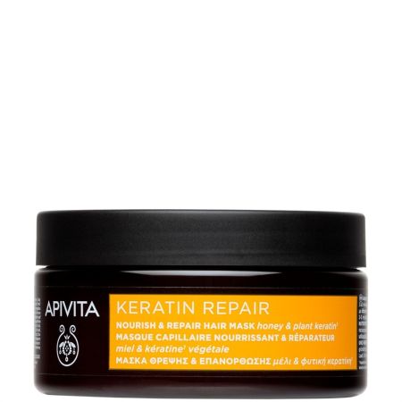 Apivita Keratine Repair Nourish & Repair Hair Mask Mascarilla capilar sin sulfatos nutritiva y reparadora ideal para cabellos tratados con queratina y alisado brasileño 200 ml