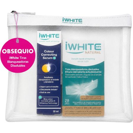 Iwhite Colour Correcting Serum+Tiras Blanquadoras Disolubles Gratis Pack regalo dental garantiza resultados blanqueadores y duraderos al instante de hasta 7 tonos más blancos