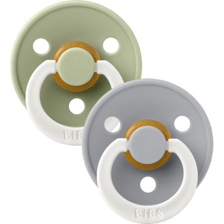Bibs Chupete Colour Pacifier Glow In The Dark Látex 0-6m Talla 2 Chupete nocturno de caucho natural con anillas que brillan en la noche 2 uds