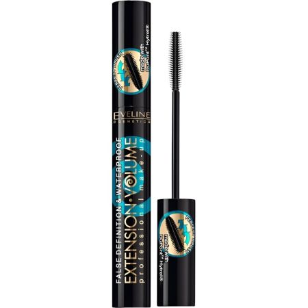 Eveline Cosmetics False Defenition & Waterproof Extension Volume Máscara de pestañas resistente al agua con pincel único y flexible fortalece y reconstruye
