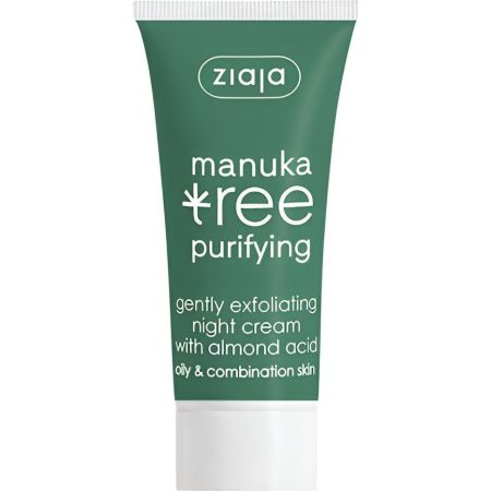 Ziaja Manuka Crema Facial De Noche Crema de noche vegana exfolia ilumina hidrata y reduce poros con aceite de almendras 50 ml