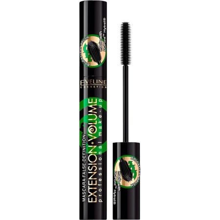 Eveline Cosmetics Length & Curl False Definition 4d Extension Volume Máscara de pestañas con pincel único y flexible alarga y riza al máximo