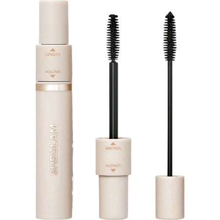 Sheglam Lash Besties 2-In-1 Mascara Máscara de pestañas con un cepillo voluminizador y otro definidor para acabado a medida de larga duración