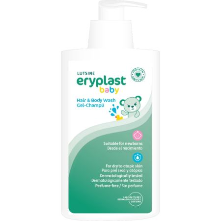Eryplast Lutsine Baby Gel-Champú Gel de ducha y champú con propiedades emolientes para piel seca y atópica 500 ml