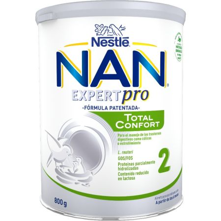 Nestle Leche De Continuación Nan Expert Pro Total Confort 2 Leche en polvo diseñada para trastornos digestivos leves a partir de 6 meses 800 gr