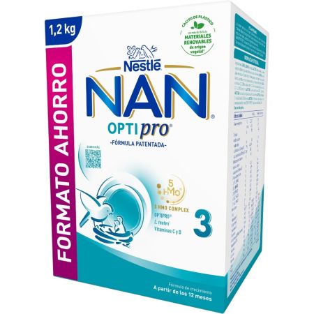Nestle Leche De Crecimiento Nan Optipro 3 Formato Ahorro Leche en polvo alimenta las bacterias buenas para una microbiota sana a partir de 12 meses 1200 gr