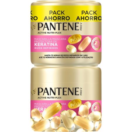 Pantene Pro-V Pro-V Nutri-Plex Rizos Mascarilla Pack Ahorro Mascarilla capilar hidratante y nutritiva doma define tus rizos hasta 72 horas de duración 2x300ml