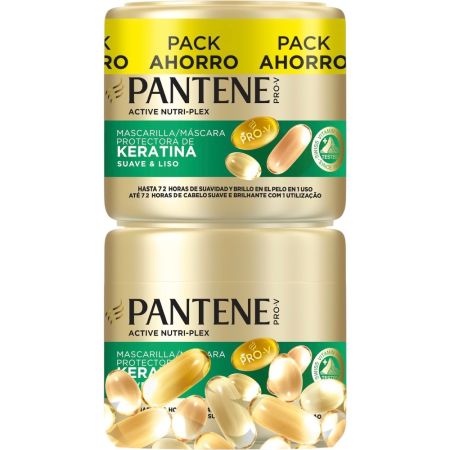 Pantene Pro-V Nutri-Plex Suave & Liso Mascarilla Pack Ahorro Mascarilla capilar combate aspereza y encrespamiento acabado suave y sedoso para cabello seco 2x300 ml