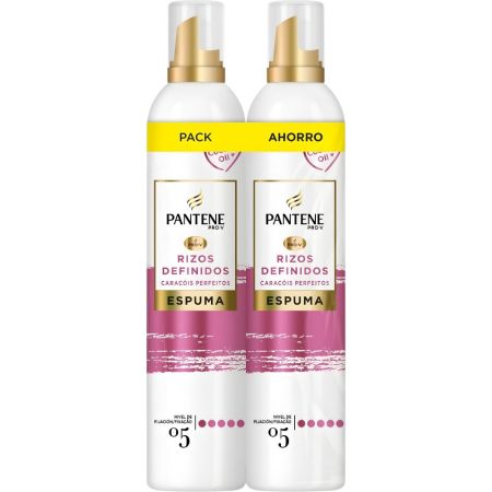 Pantene Pro-V Rizos Definidos Espuma Nº5  Duplo Pack Ahorro Espuma capilar nutritiva ofrece definición brillo protección y cuidado intenso para cabello rizado 2x300 ml