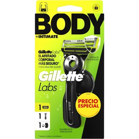 Gillette Labs Body+Intimate Maquinilla De Afeitar Precio Especial Maquinilla de afeitar corporal con banda lubricante y antiirritación ayuda a reducir el picor protegiendo las zonas sensibles