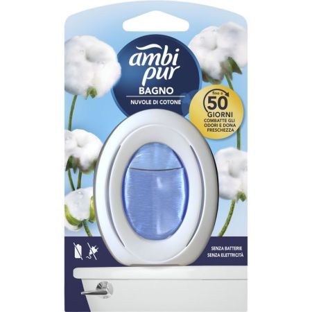Ambipur Nubes De Algodón Baño Ambientador Ambientador para baño sin necesidad de pilas ofrece aroma a nube de algodón hasta 45 días