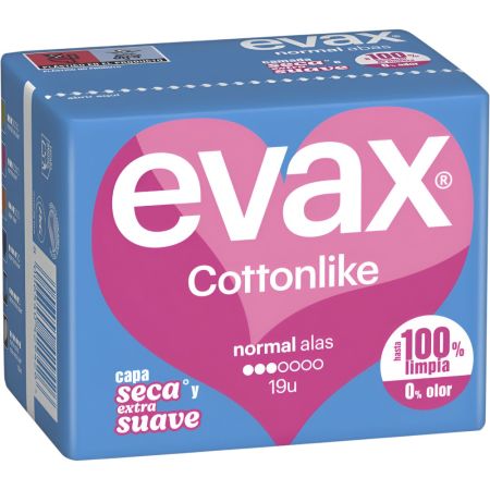 Evax Compresas Cottonlike Normal Alas Compresas ayudan a mantenerte totalmente limpia y sin rastro de olor