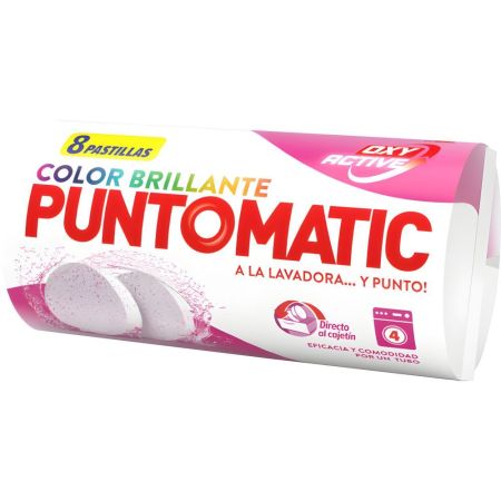 Puntomatic Detergente Oxy Active Color Brillante Detergente en pastillas a máquina para ropa blanca y de color 8 uds