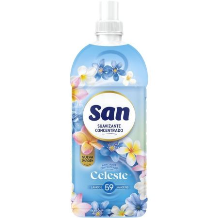 San Celeste Suavizante Concentrado Suavizante concentrado reduce arrugas ofreciendo extra de suavidad con aroma a brisa suave 59 lavados 1269 ml