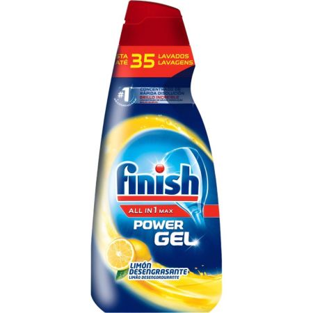 Finish Lavavajillas All In 1 Max Power Gel Limón Lavavajillas a máquina elimina manchas más difíciles ofrece brillo y protección con aroma a limón 35 lavados 700 ml