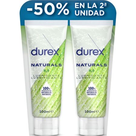 Durex Naturals H2o Lubricante Duplo Precio Especial Lubricante compatible con el uso de preservativos de látex y juguetes sexuales 2x100 ml