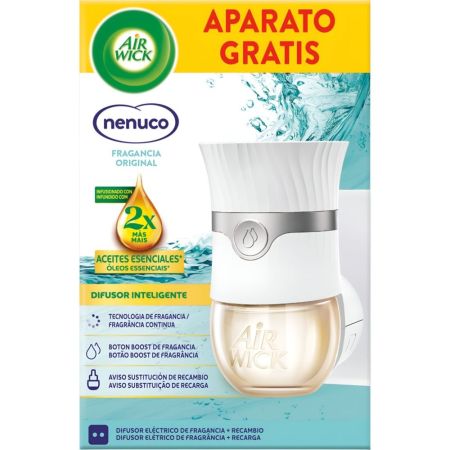 Air Wick Aceites Esenciales Nenuco Difusor Eléctrico+Recambio Ambientador eléctrico para hogar ofrece fragancia a nenuco y frescor duradero hasta 120 días