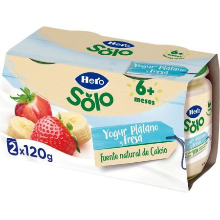 Hero Baby Tarro yogur platano y fresa 2x120 gr