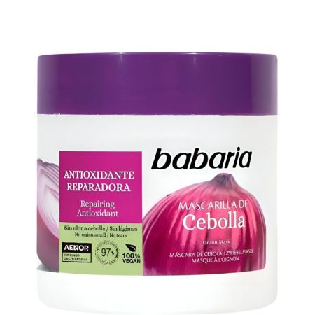 Babaria Cebolla Mascarilla Mascarilla de cebolla repara y protege la fibra capilar aportando brillo y suavidad al cabello 400 ml