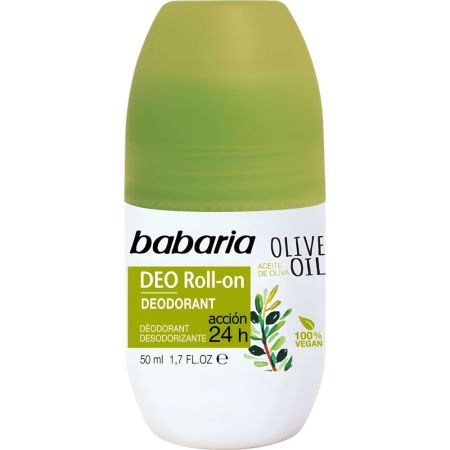 Babaria Aceite De Oliva Desodorante Roll-On Desodorante sin alcohol con propiedades hidratantes protege eficazmente hasta 48 horas 50 ml