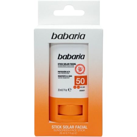 Babaria Stick Solar Facial Spf 50 Stick solar facial resistente al agua mayor protección en zonas sensibles y tatuajes 20 gr