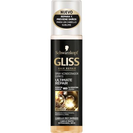 Gliss Ultimate Repair Spray Acondicionador Express Acondicionador sin aclarado reconstruye la estructura capilar aportando resistencia y brillo para cabello muy dañado 200 ml