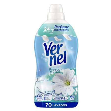 Vernel Frescor Marino Suavizante Concentrado Suavizante concentrado líquido aroma y frescor duradero 24 horas 70 lavados 1260 ml
