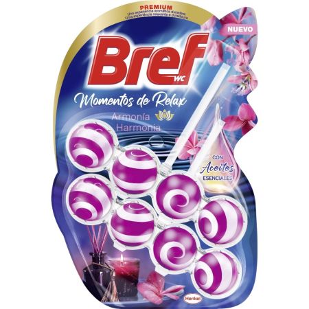 Bref Colgador Wc Momentos De Relax Armonía Premium Colgador wc neutralizador de olores ofrece limpieza frescor y aroma relajante protegiendo contra la cal 50 gr