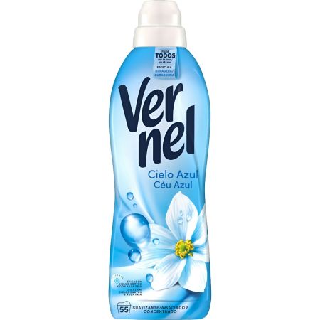 Vernel Cielo Azul Suavizante Concentrado Suavizante concentrado frescor intenso facilita el planchado 55 lavados 1000 ml