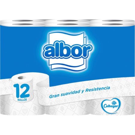 Albor Papel Higiénico Papel higiénico de doble capa con celulosa 100% pura 12 uds