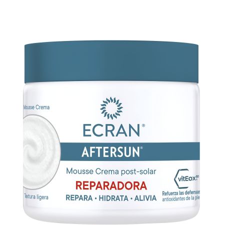 Ecran After Sun Reparadora Mousse Crema After sun hidratante refuerza las defensas antioxidante de la piel 350 ml