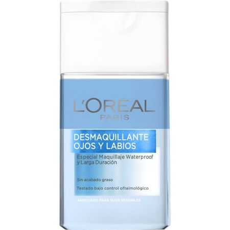 L'Oreal Desmaquillante Ojos Y Labios Desmaquillante bifásico ultrasuave para ojos y labios sin acabado graso ideal para maquillaje waterproof 125 ml