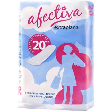 Afectiva Compresas Exraplana Compresas extraplanas superabsorbentes con bordes redondeados 20 uds