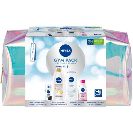 Nivea Piel Firme, Piel Sana Gym Pack Neceser Rutina de baño hidratante nutritiva y protectora para el cuidado de la piel ideal para el gimnasio