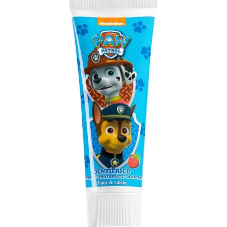 Patrulla Canina Dentífrico Fluor & Calcio Pasta de dientes sabor fresa dibuja una gran sonrisa en los labios de los niños 75 ml