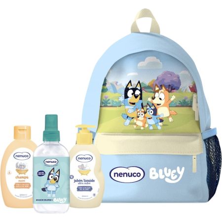 Nenuco Bluey Mochila Con Rutina Completa Set para bebé perfecto para llevar a cualquier parte convierte la rutina diaria en un momento más divertido y especial